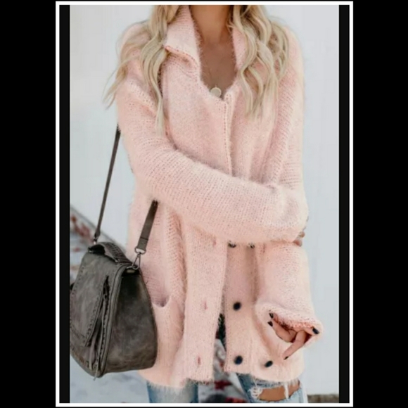 💕Pink Fuzzy Cardigan💕 - Picture 3 of 5